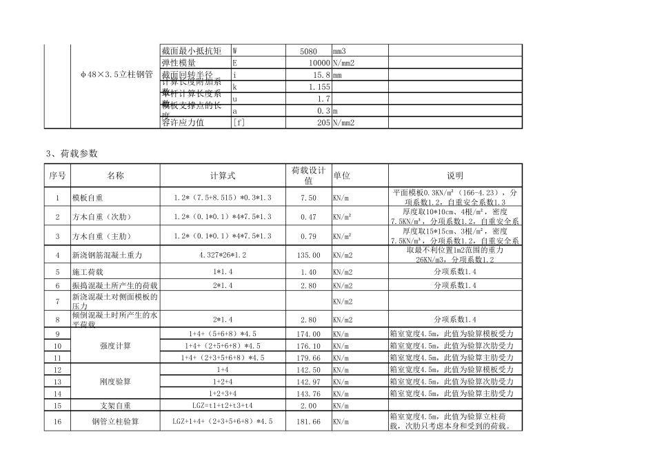 最经典计算方法现浇箱梁支架验算表示例(EXCEL)_第3页