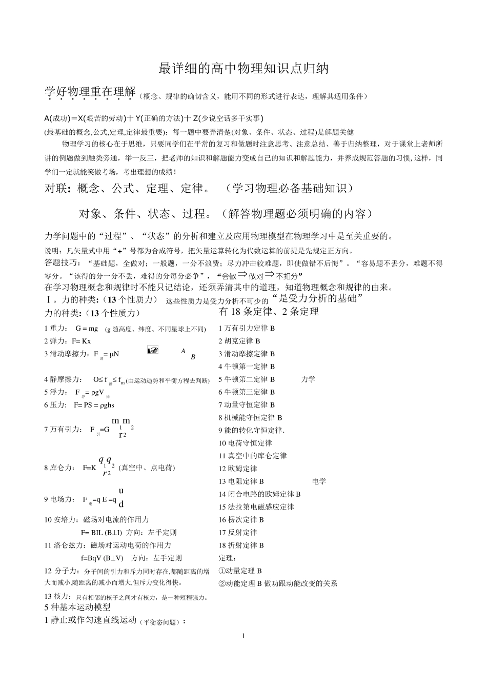 最详细的高中物理知识点归纳_第1页