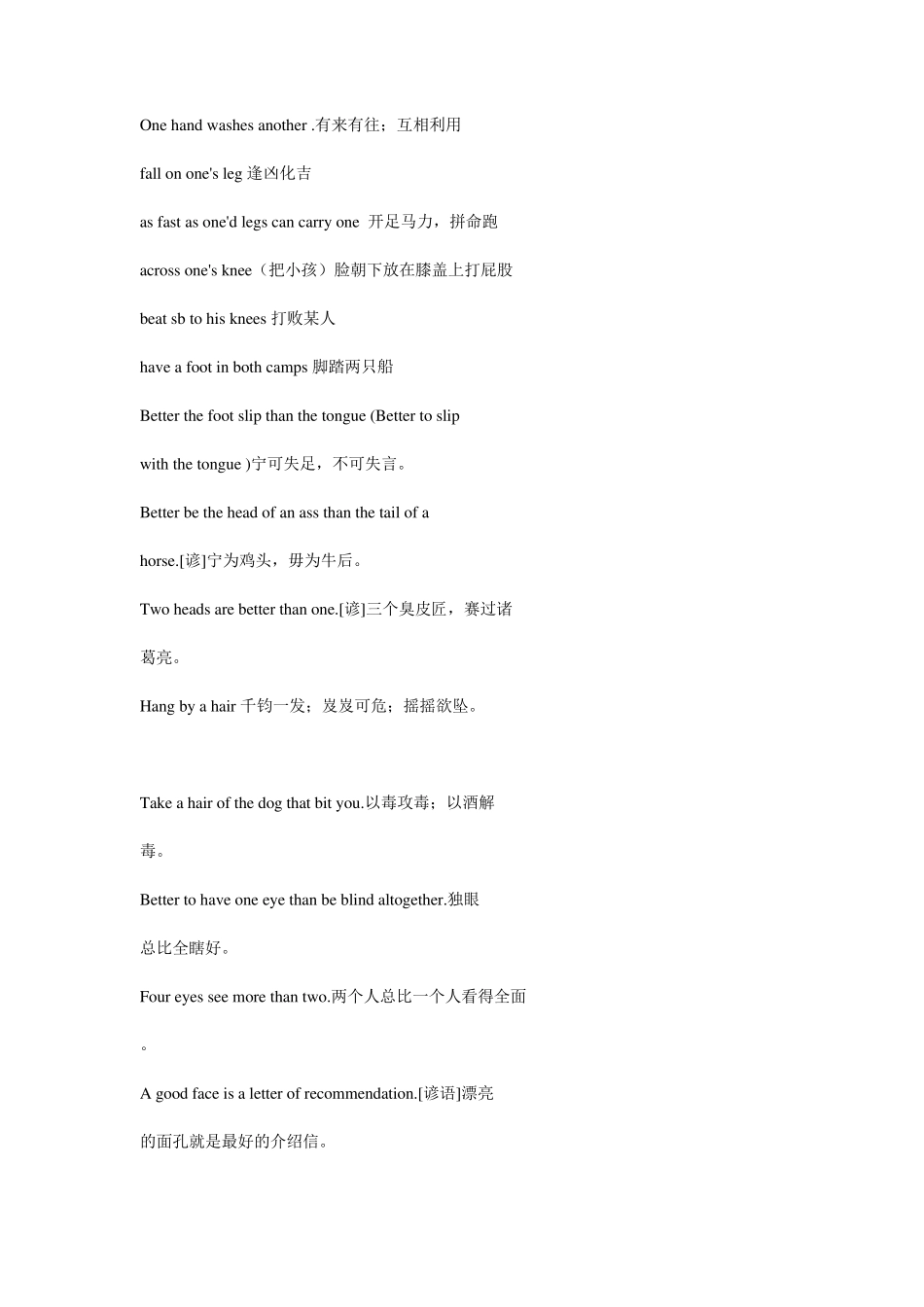 有关人体身体部位的英文谚语习语_第2页