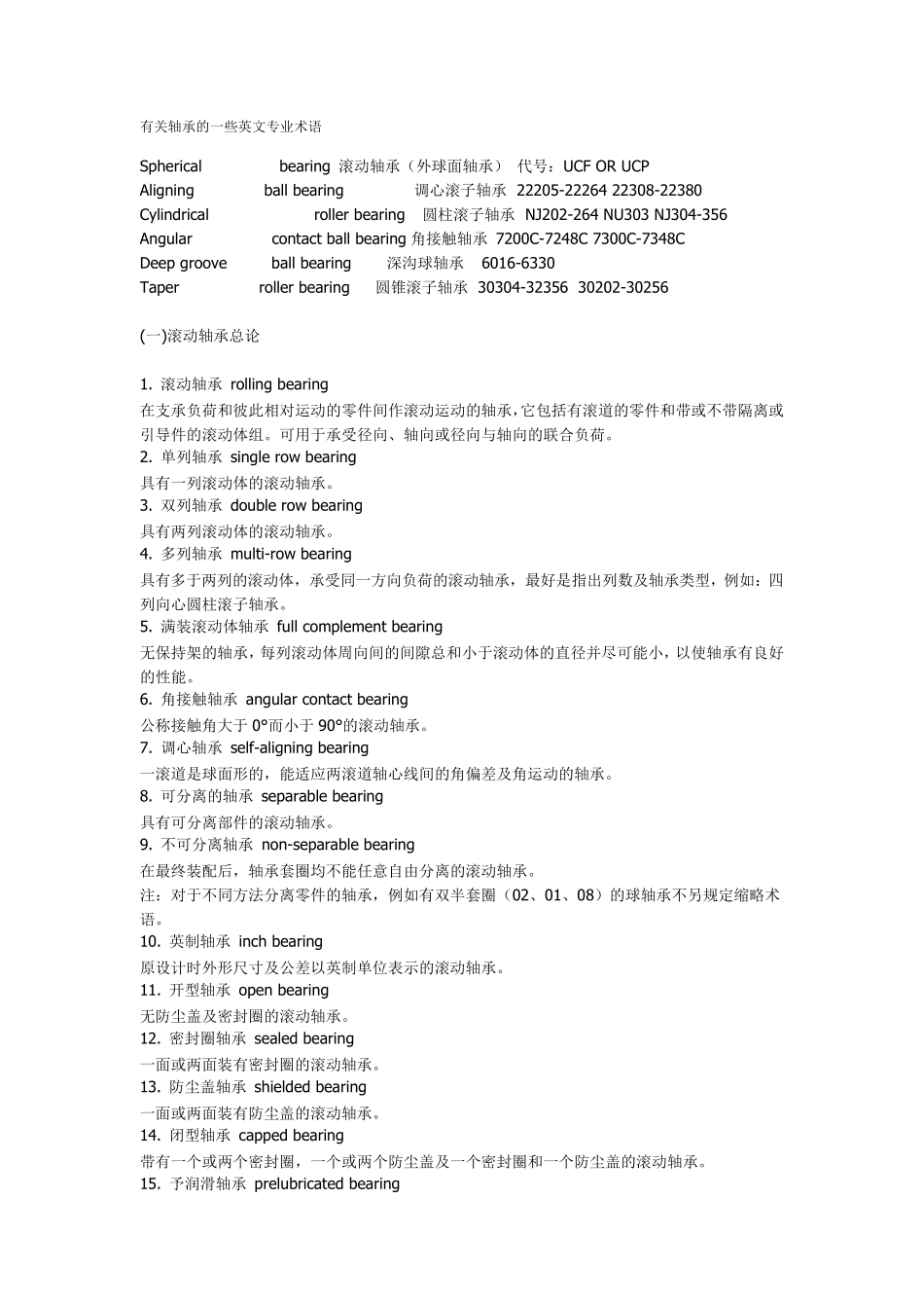 有关轴承的一些英文专业术语_第1页
