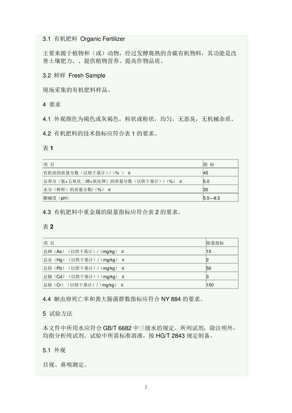 有机肥料新标准NY525_第2页