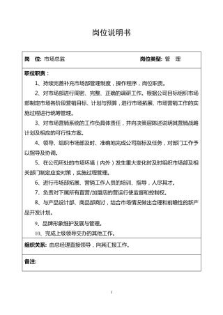 服装公司岗位职责说明书