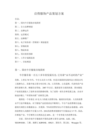 服装品牌策划运作方案