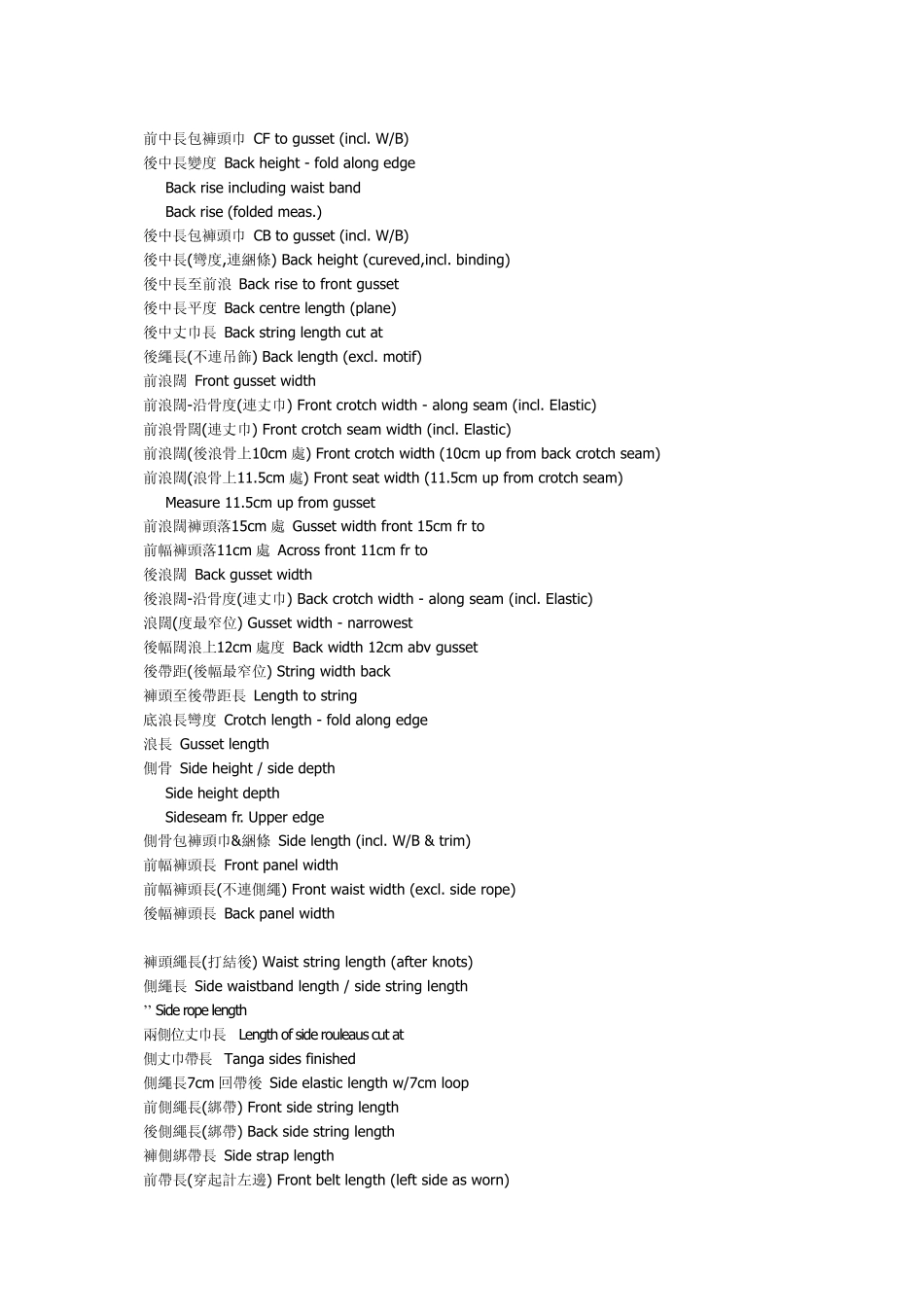 服装尺寸英语术语_第2页