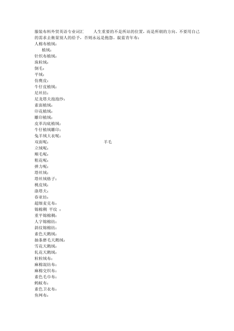 服装布料外贸英语专业词汇_第1页