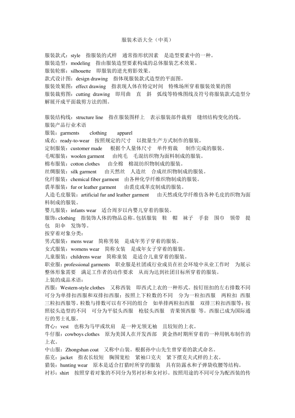 服装术语大全_第1页