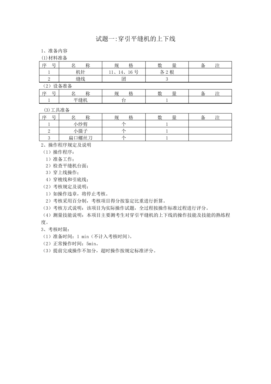 服装缝纫实操技能考核试题_第2页
