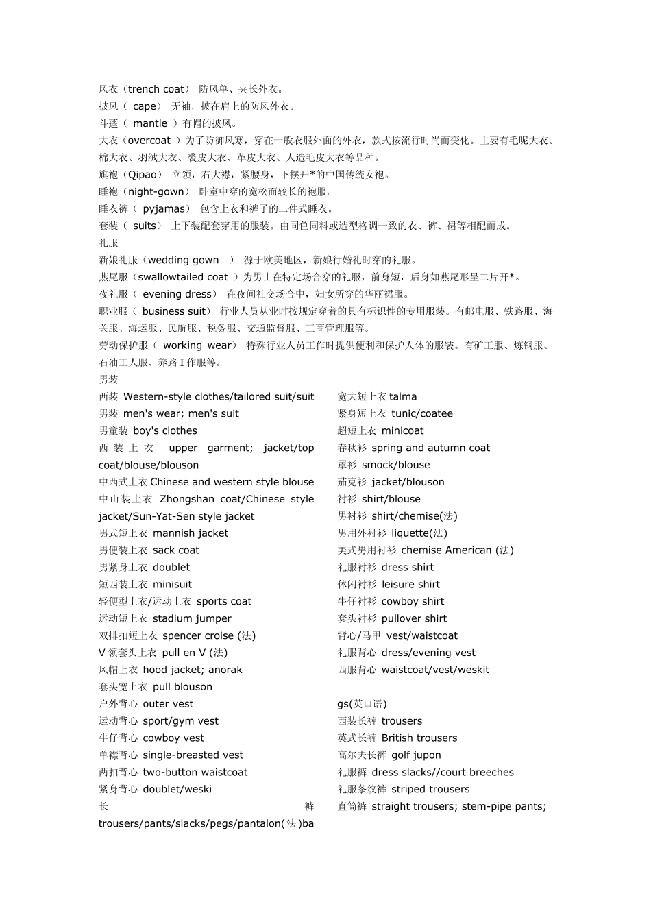 服装英语专业术语_第3页