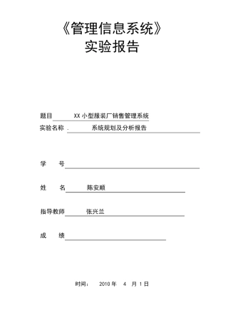 服装销售管理信息系统分析报告