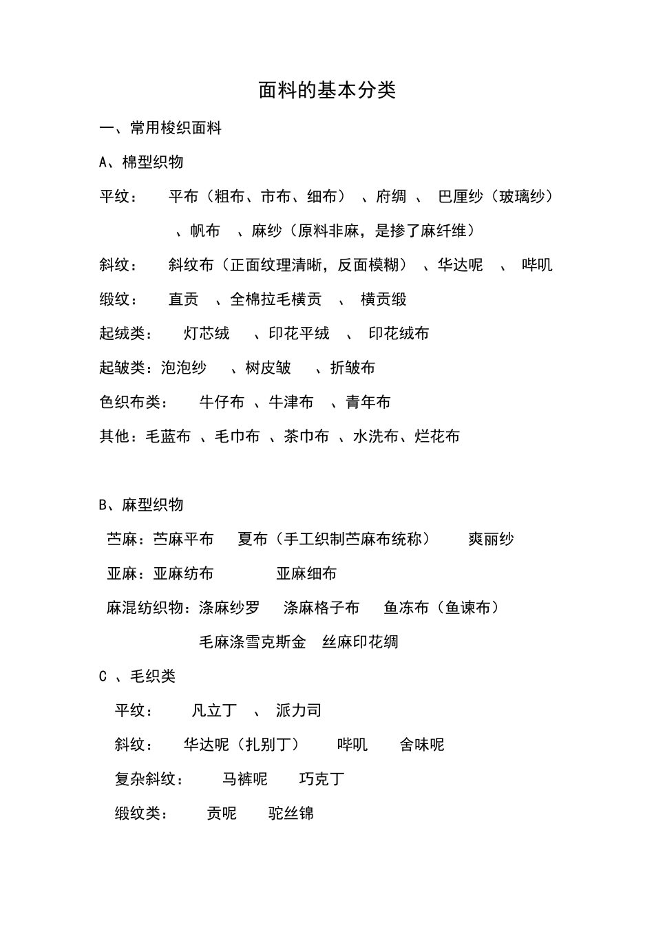 服装面料分类_第1页