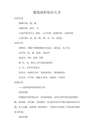 服装面料知识大全
