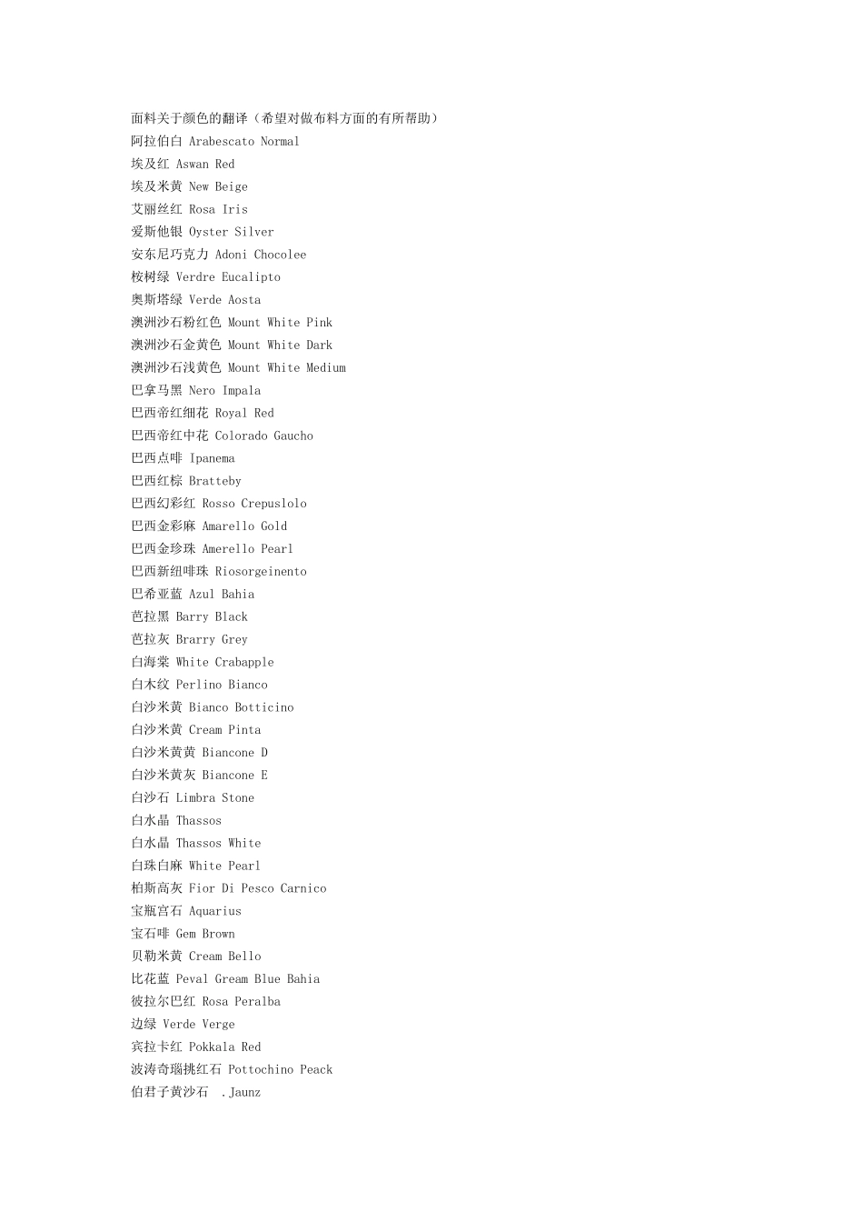 服装面料颜色中英文对照._第1页