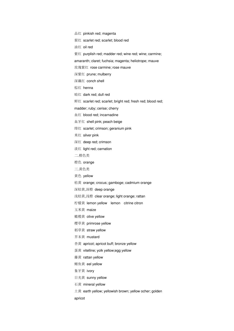服装颜色类中英文词汇大全_第2页