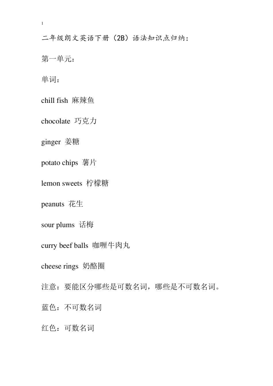 朗文下册(2B知识点归纳_第1页