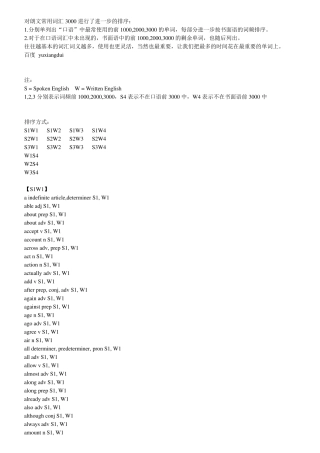 朗文常用词汇_词频排前100020003000分列汇总