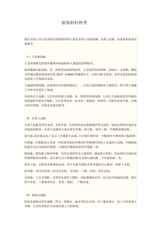 木质装饰材料种类