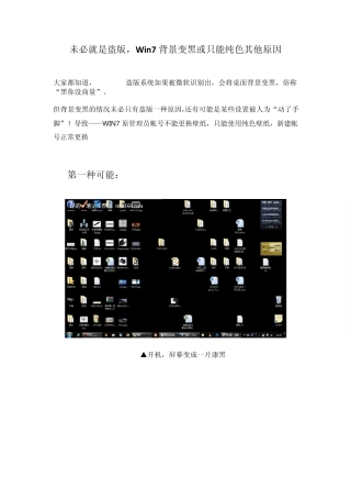 未必就是盗版,Win7背景变黑或只能纯色其他原因