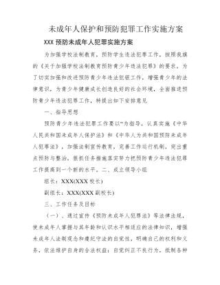未成年人保护和预防犯罪工作实施方案