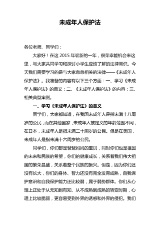 未成年保护法讲稿