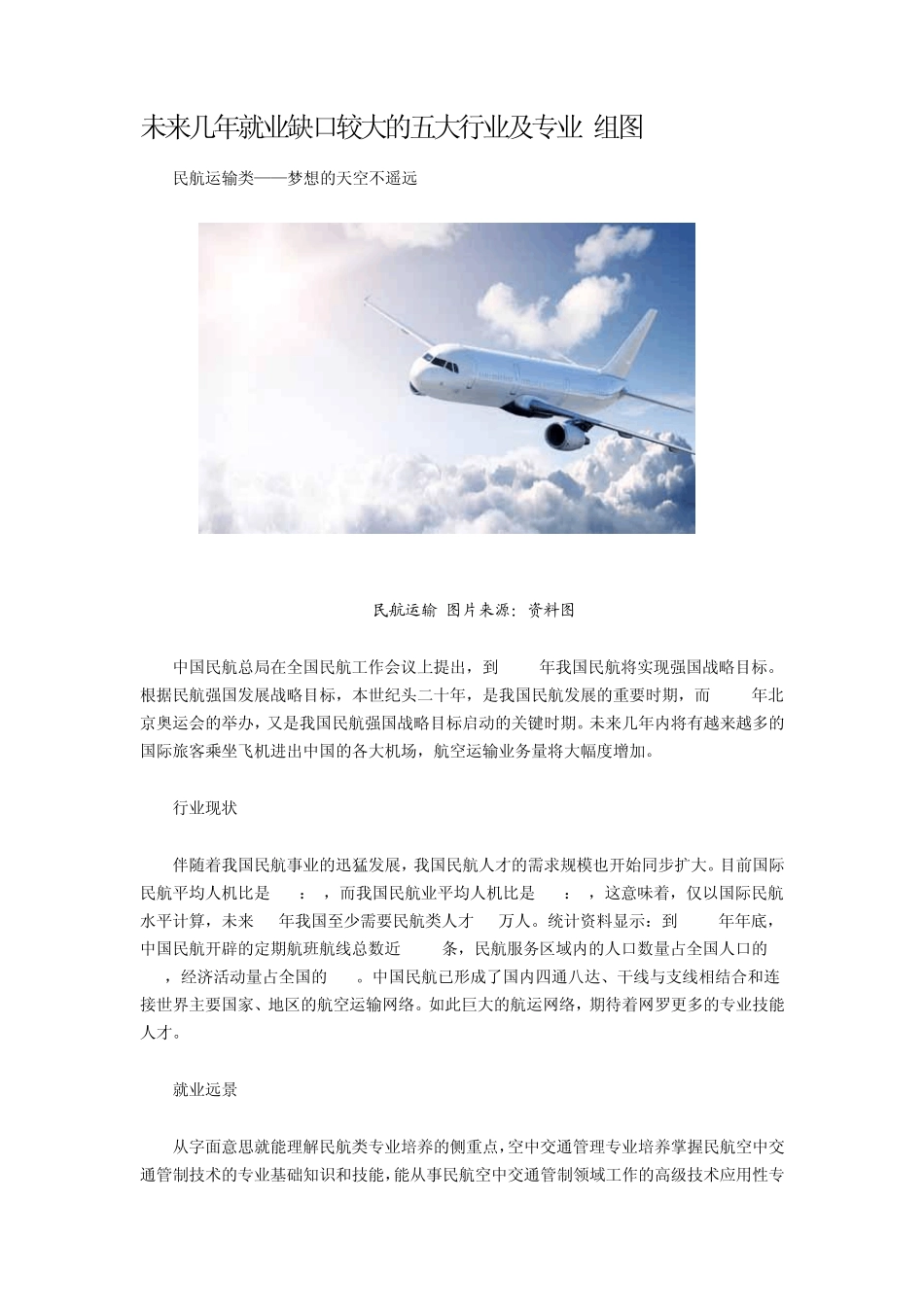 未来几年就业缺口较大的五大行业及专业_第1页