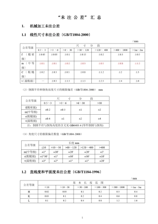 未注公差表汇总