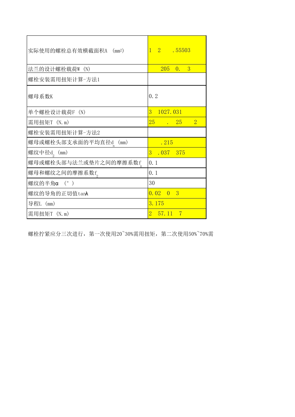 法兰连接螺栓载荷及安装需用扭矩计算_第2页