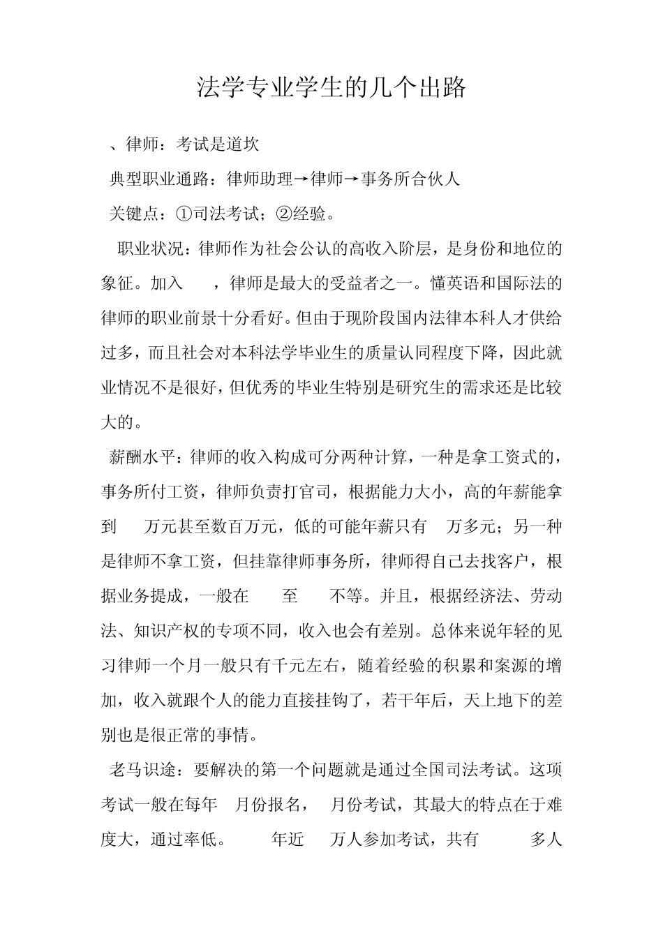 法学专业学生的几个出路_第1页