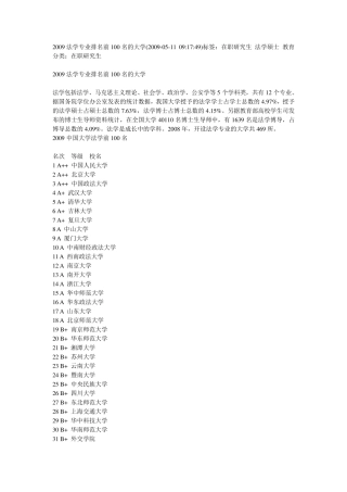 法学专业排名前100名的大学