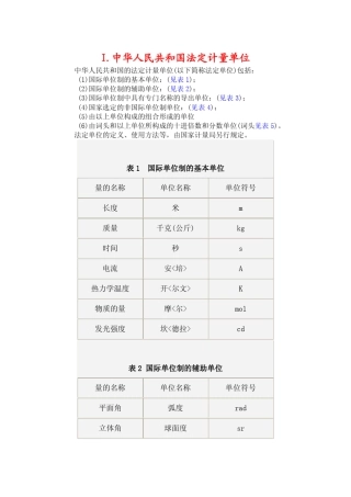 法定计量单位与常用非法定计量单位的对照和换算表