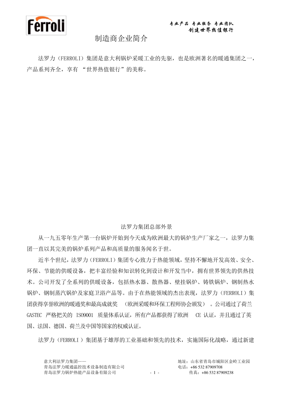 法罗力公司全面介绍介绍_第1页