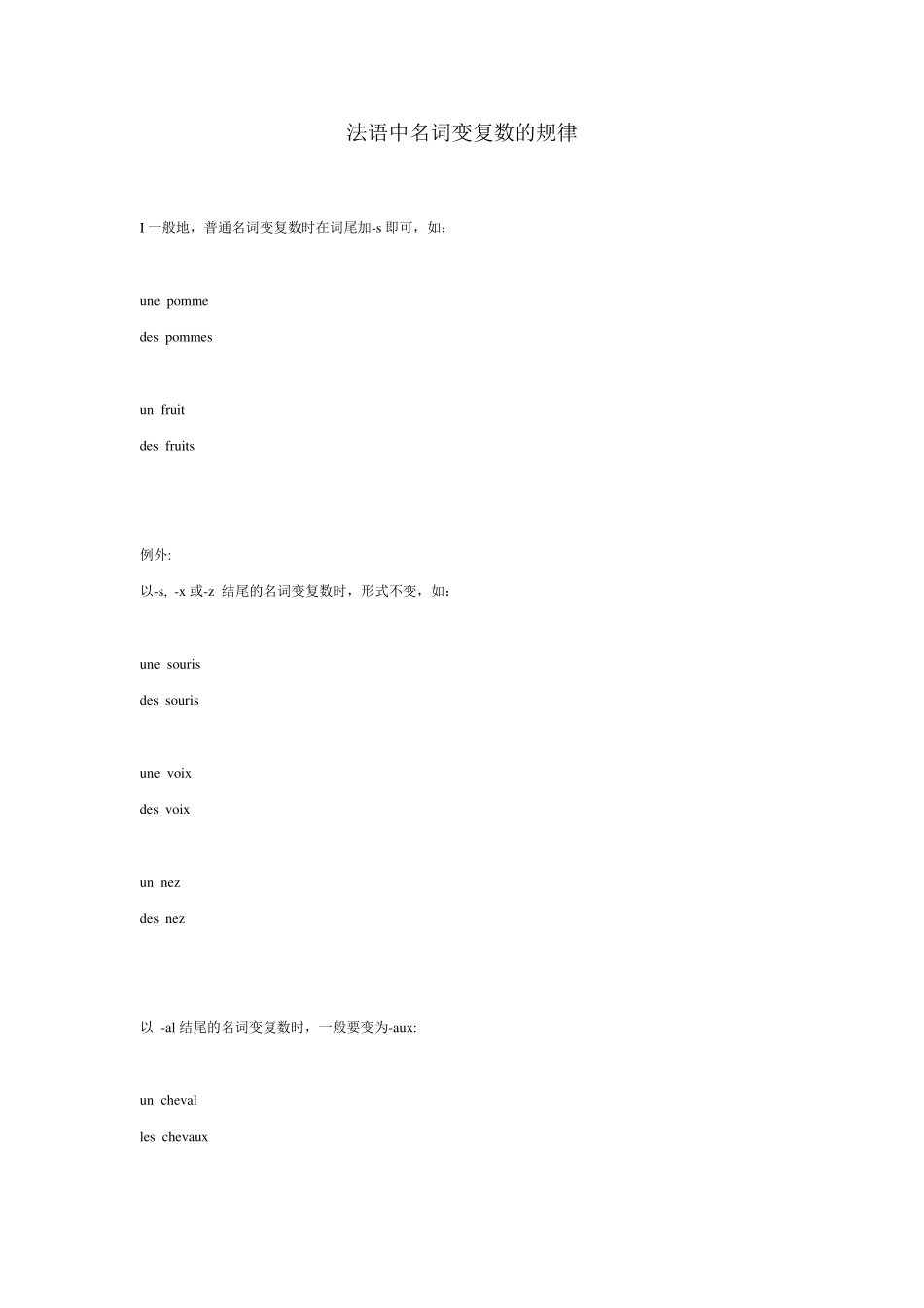 法语中名词变复数的规律_第1页