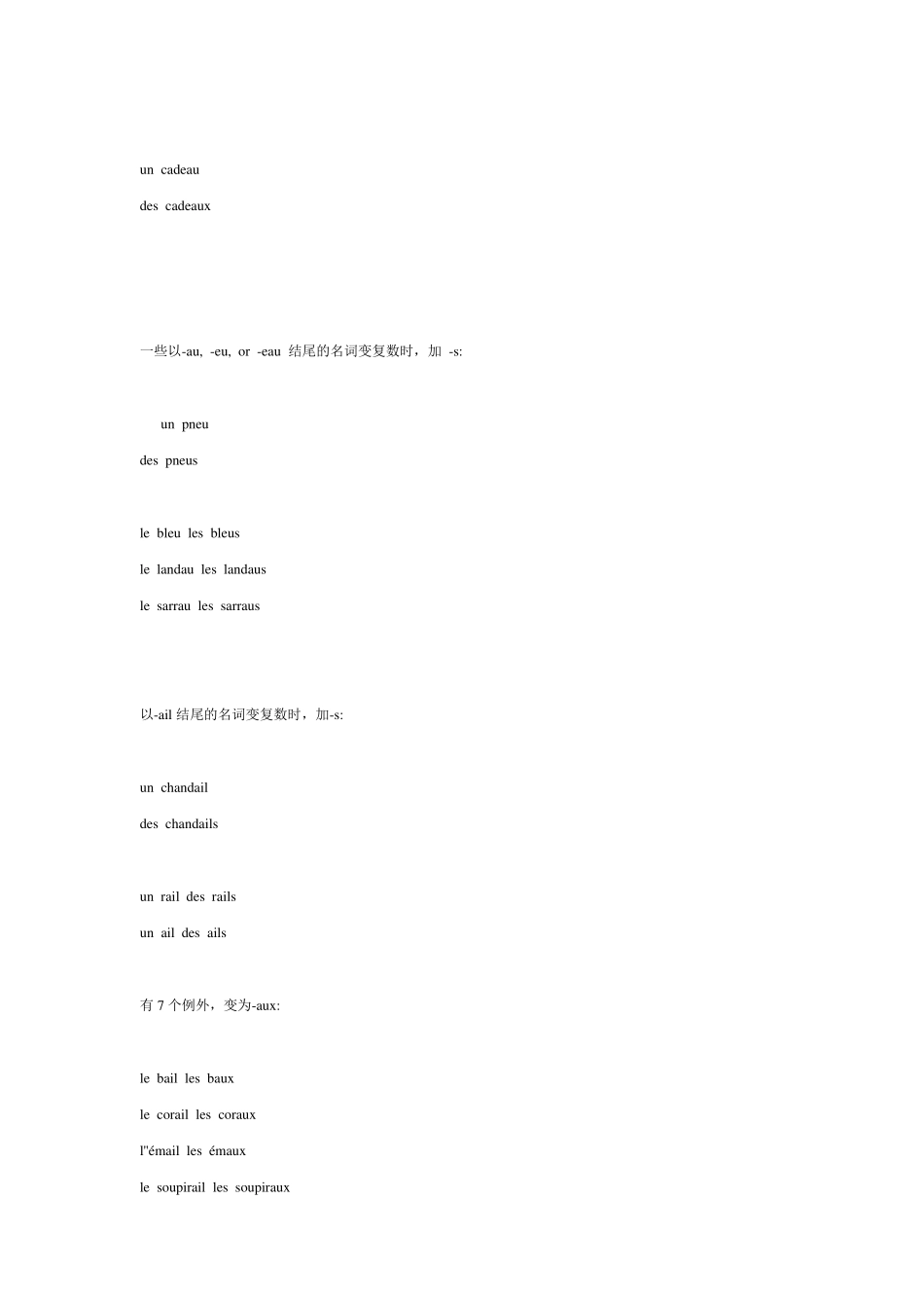 法语中名词变复数的规律_第3页