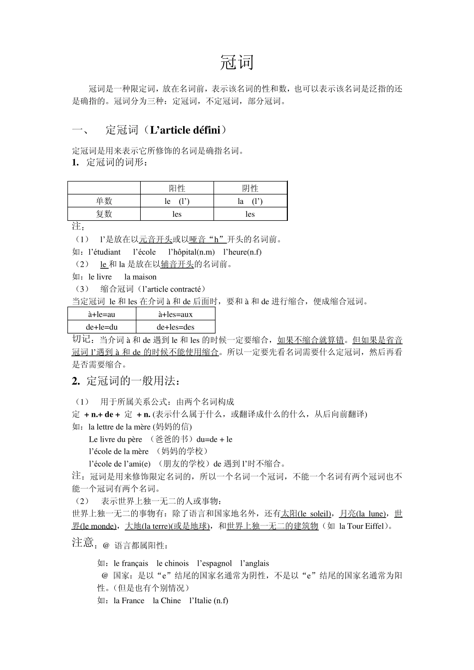 法语语法冠词_第1页