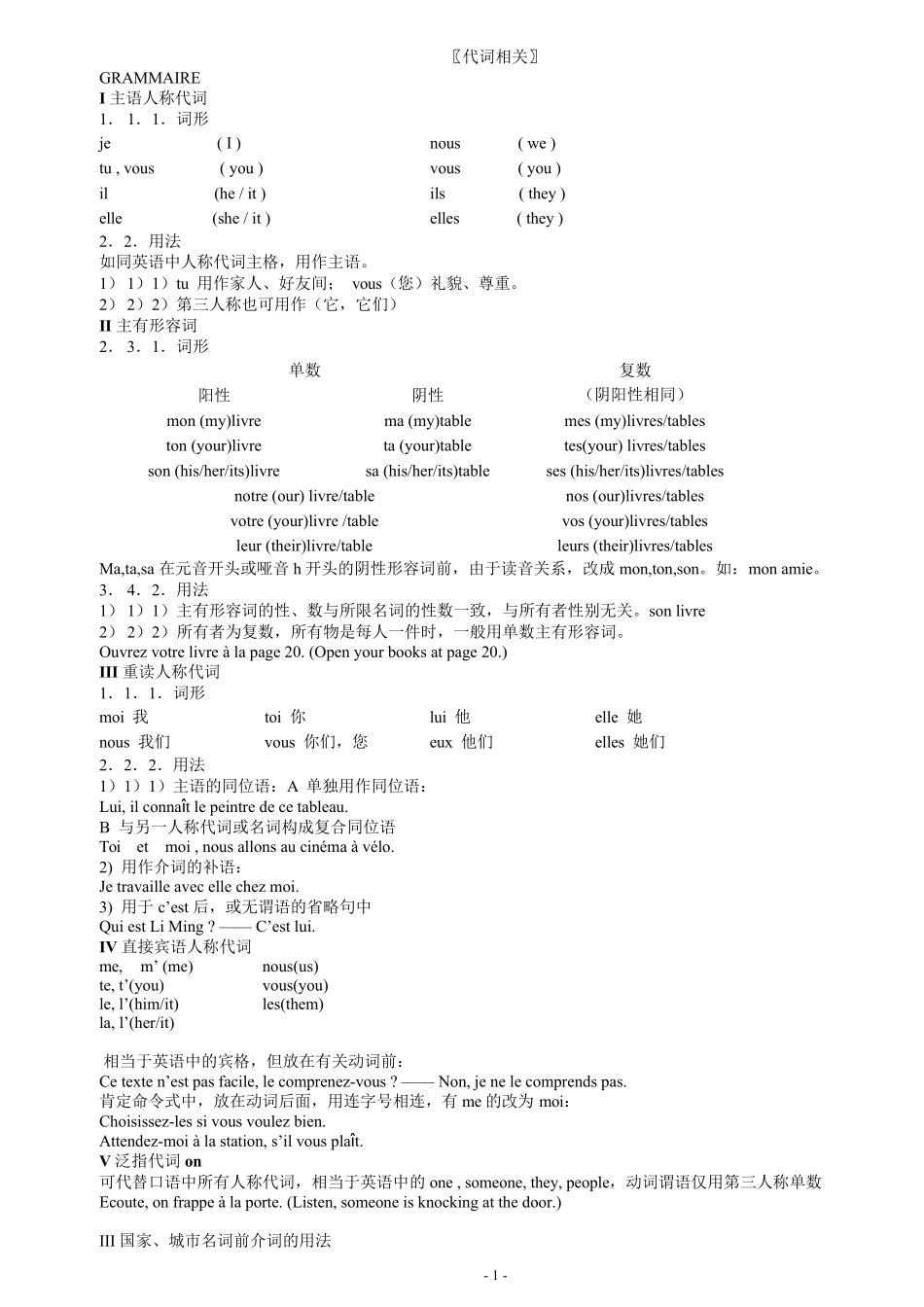 法语语法整理大全_第1页