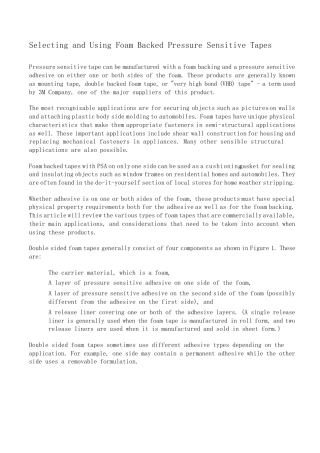 泡棉基材压敏胶带的选用(english,来自外国专业网站)