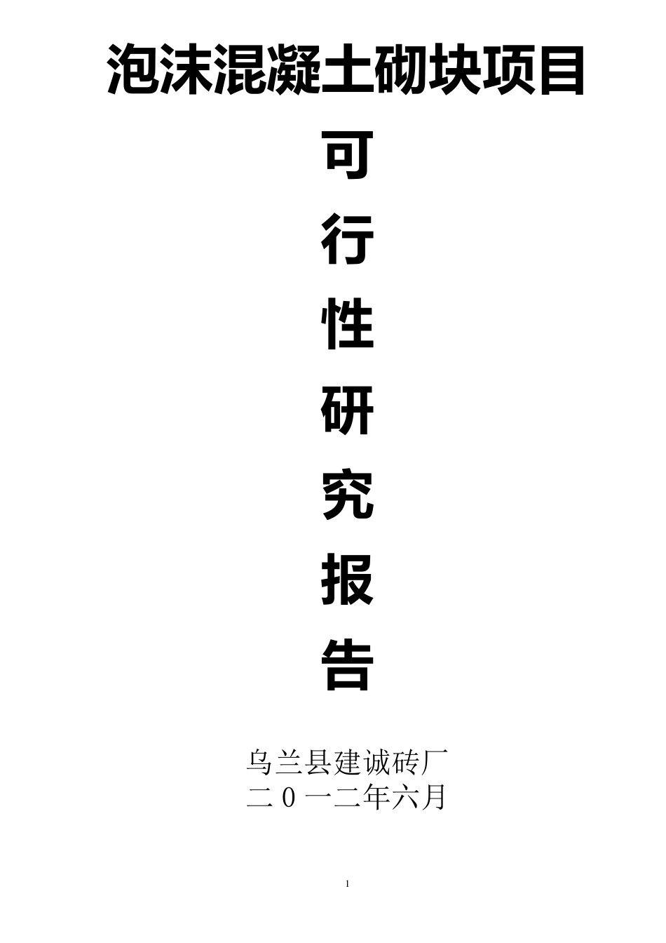 泡沫混凝土墙体项目可行性分析报告_第1页