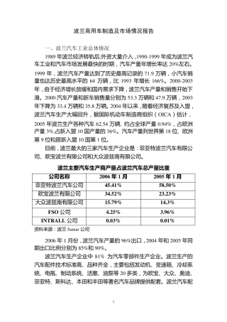 波兰商用车制造及市场情况报告