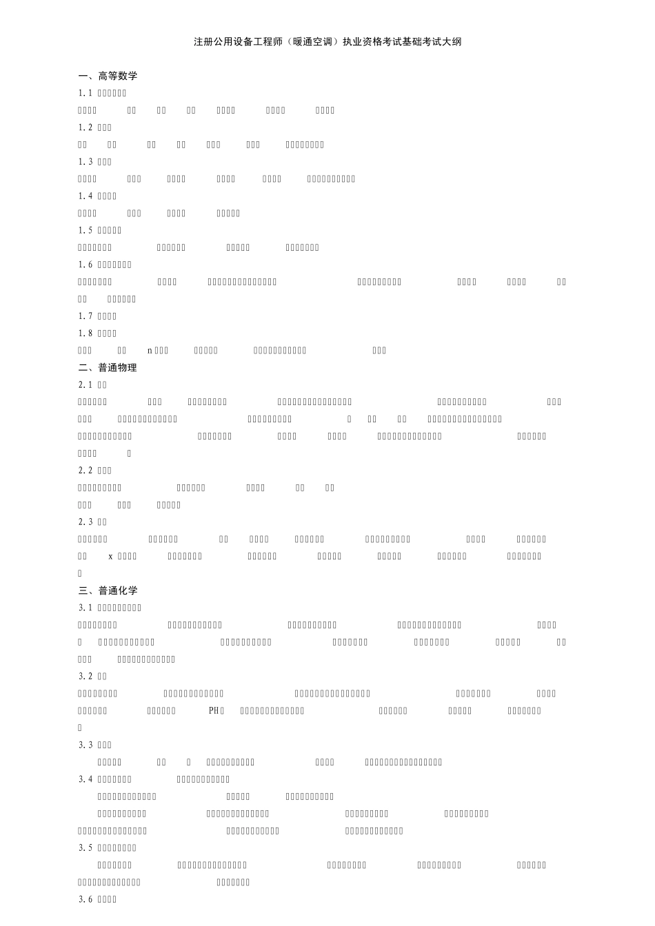 注册公用设备工程师暖通空调基础考试大纲_第1页
