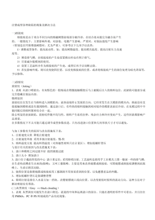 注塑成型各种缺陷的现象及解决方法