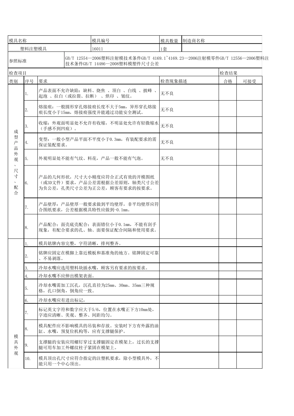 注塑模具验收单_第1页