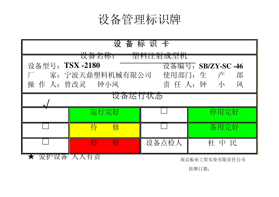 注塑生产线设备管理标识牌_第3页