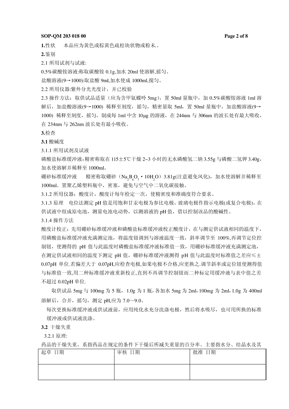 注射用甲氨蝶呤标准操作规程2005_第2页