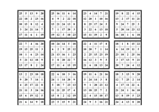 注意力训练舒尔特量表(25格)