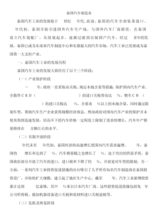 泰国汽车制造业