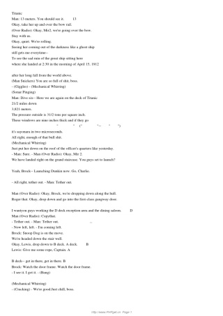 泰坦尼克号中英文对照剧本