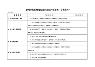 泰州市船舶修造行业安全生产检查表(台帐资料)
