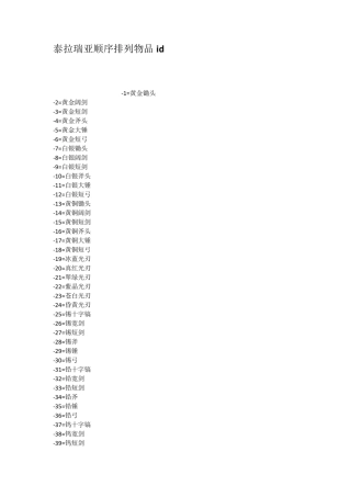 泰拉瑞亚顺序排列物品id