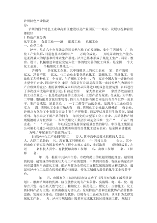 泸州特色产业情况