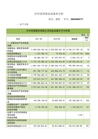 泸州老窖现金流量表分析