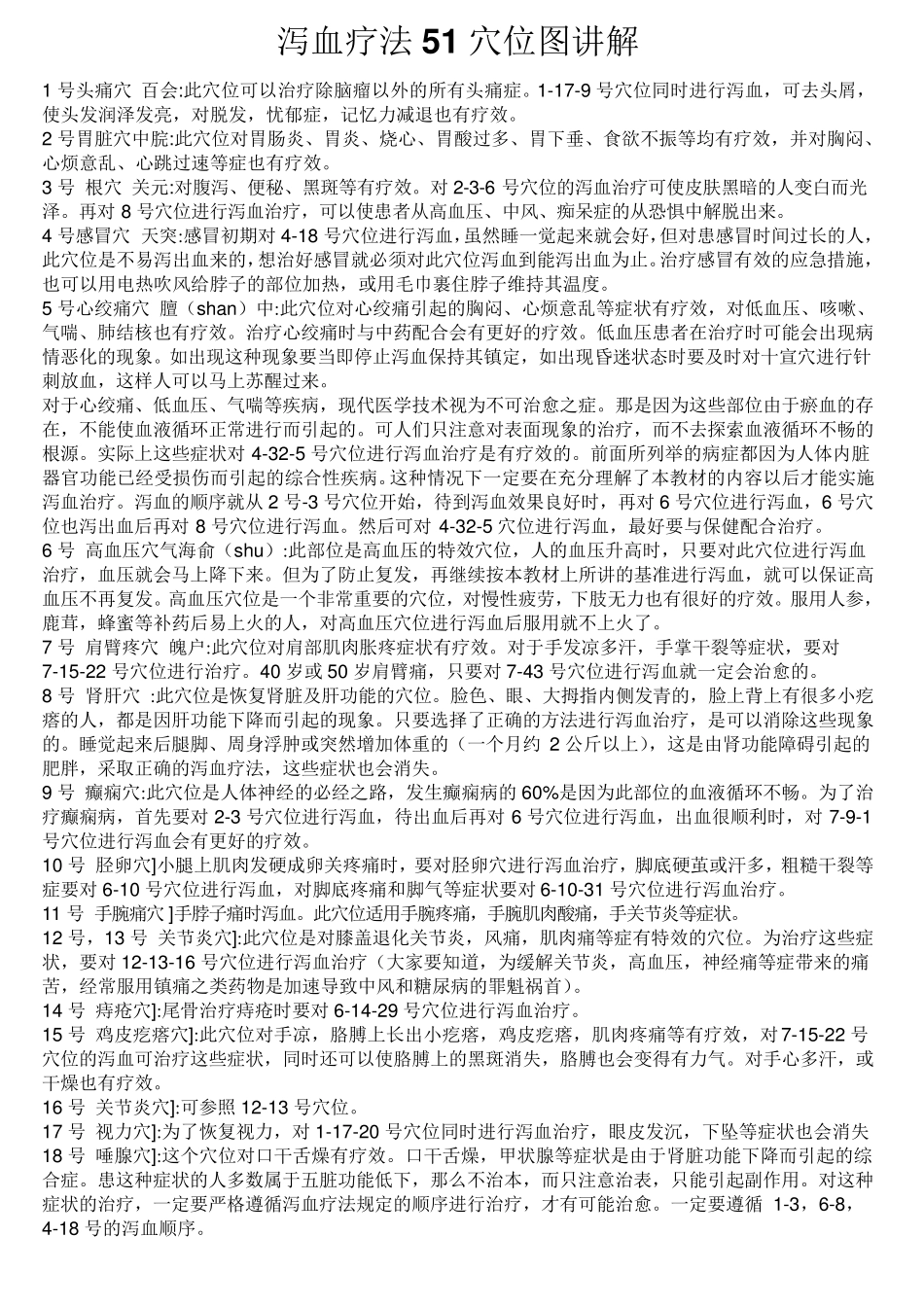 泻血疗法51穴位图讲解_第1页